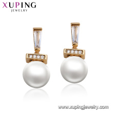 95124 xuping pendientes de perlas de moda diseños de lujo 18k accesorios de oro para las mujeres joyas